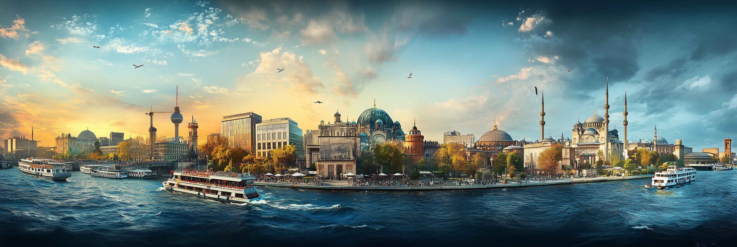 Image of Berlin and Istanbul skylines